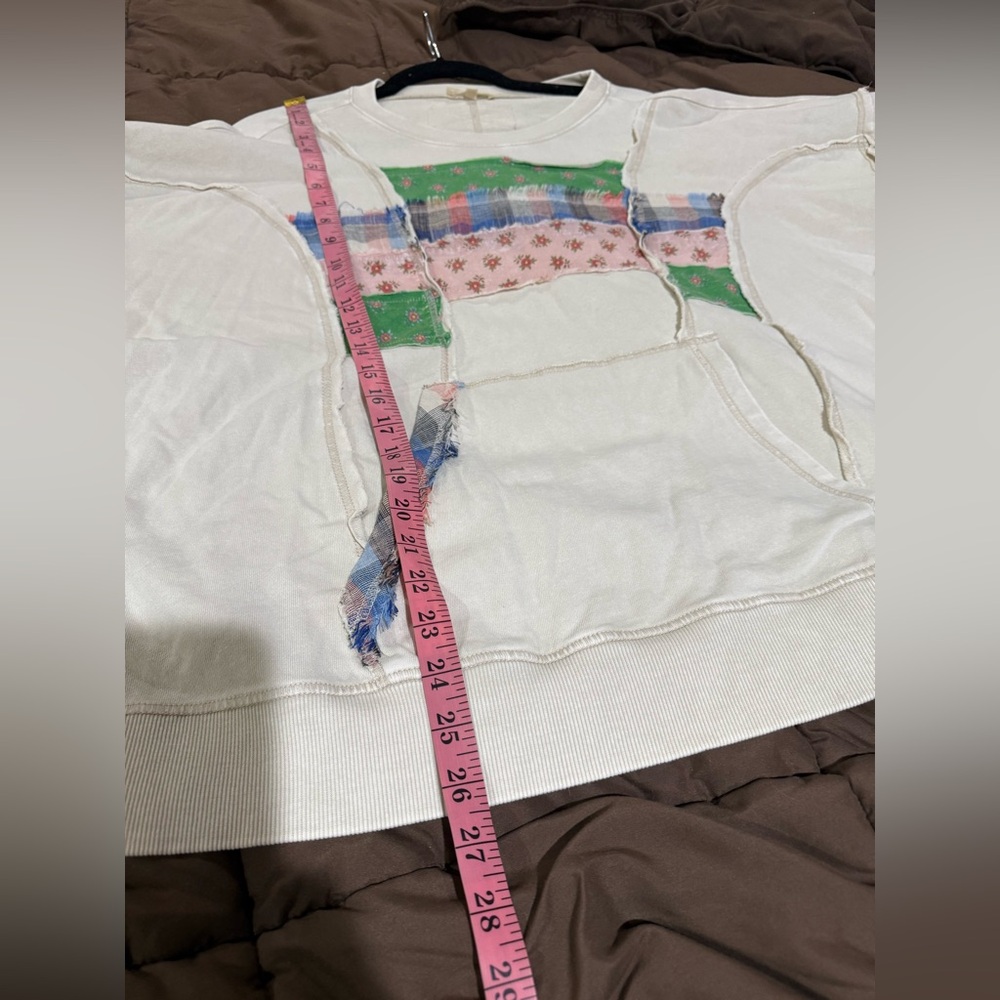 easel Cream Patchwork Pullover with Green, Pink & Blue Accents - Picture 7 of 7